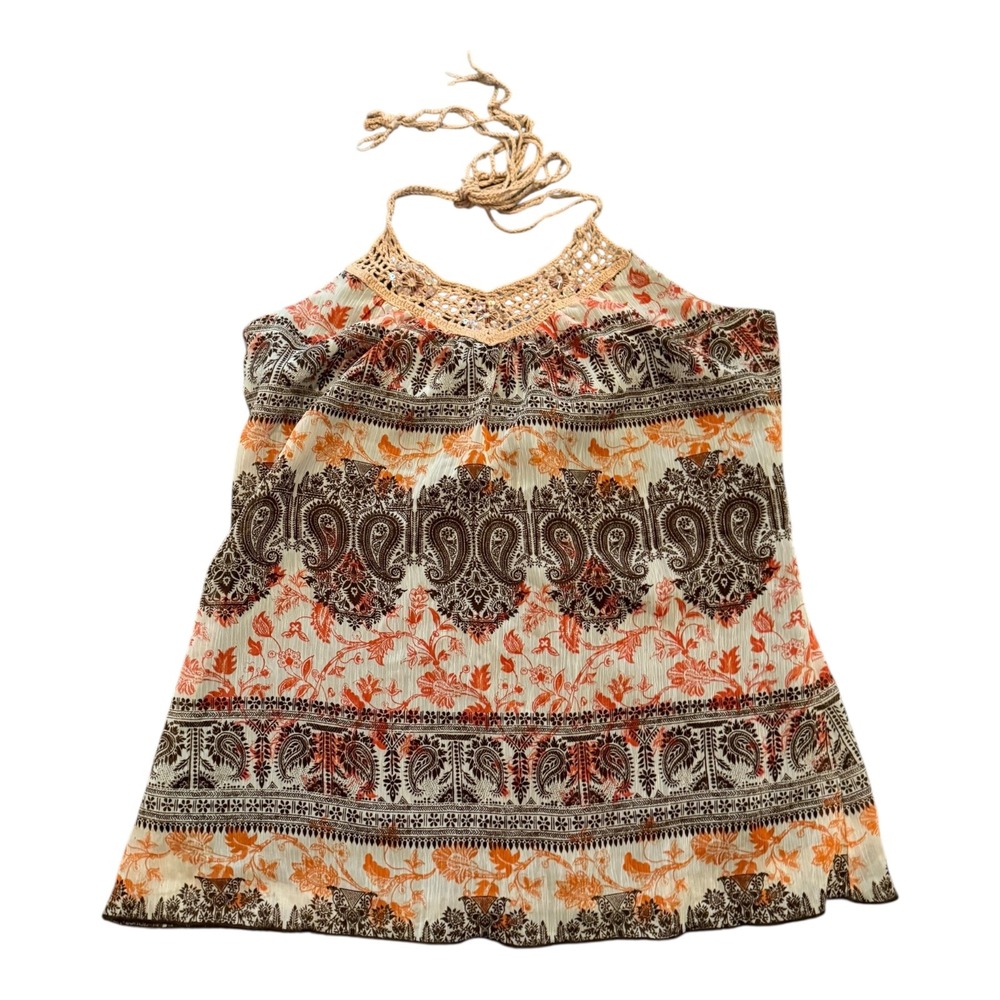 Speechless Paisley Crochet Sleeveless Boho Festival Hippie‎ Chic Beads 70's